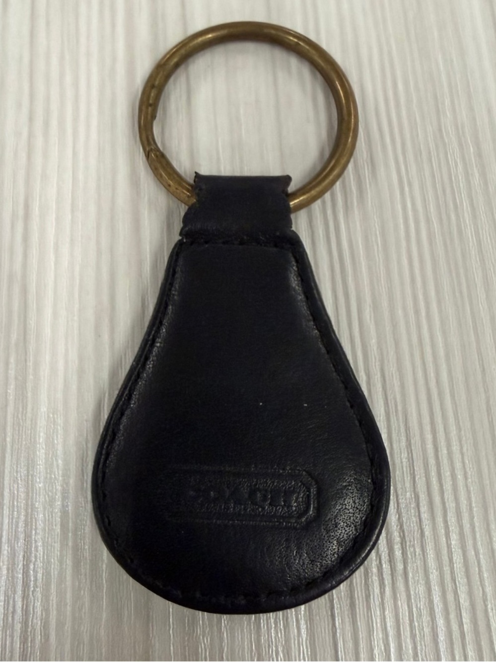 Vintage Coach Classic Leather Key Fob 7210 Black Brass Keychain 90s Ergo